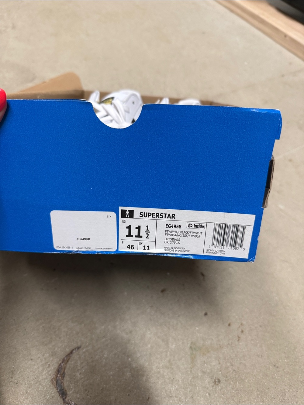 adidas White Sneakers with Black 3-Stripes and Gold Tongue Logo - Picture 4 of 4